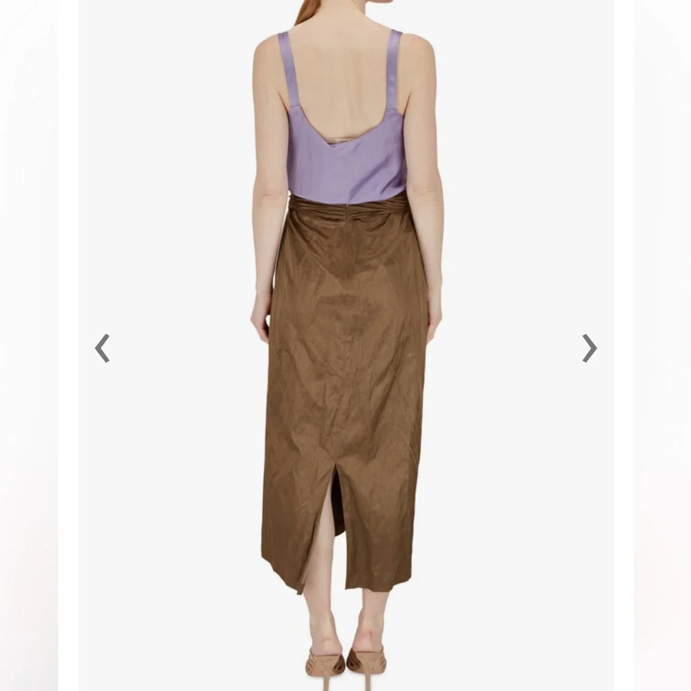 NWT$395 VINCE Metallic Twist Midi skirt women size 0